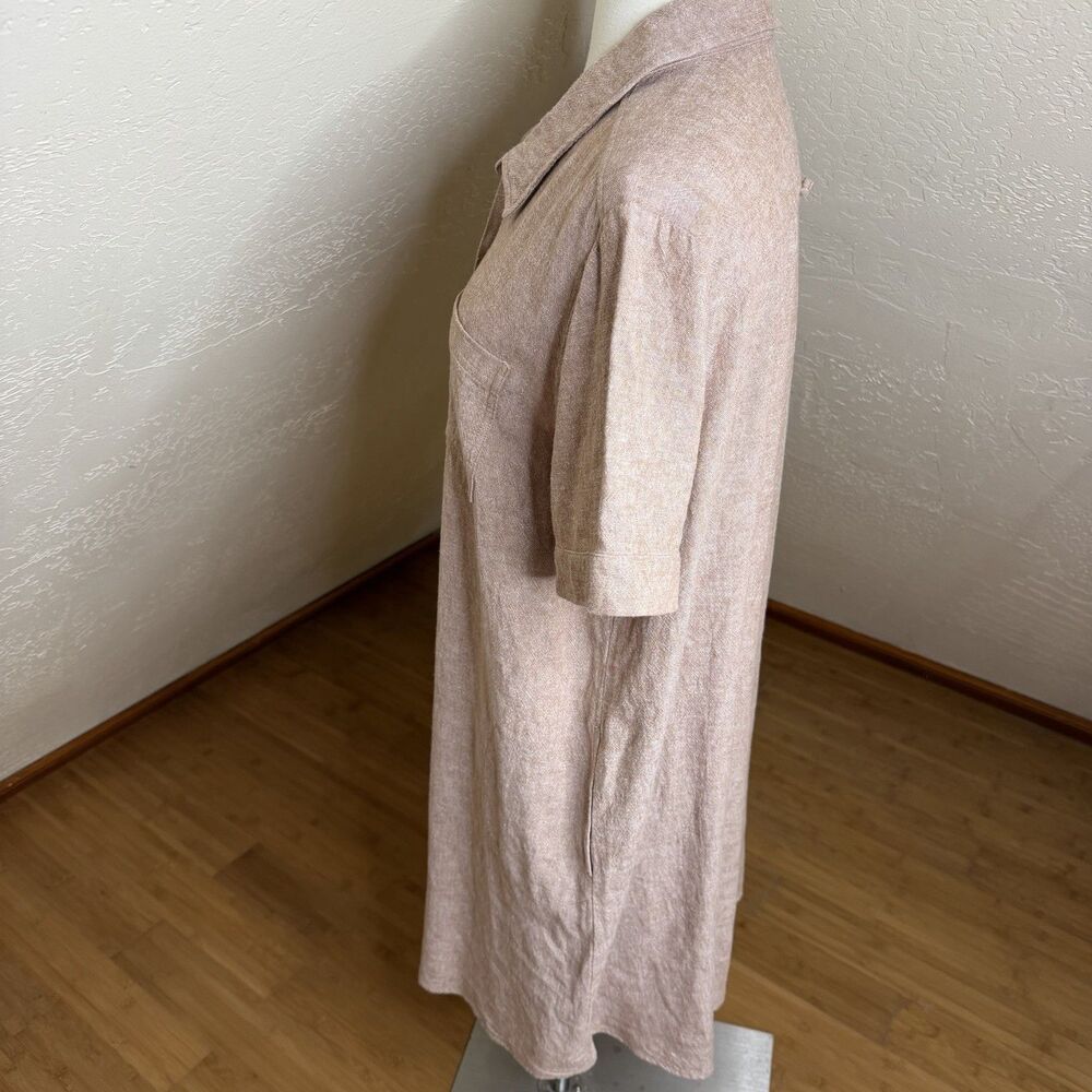 Susan Graver Linen Blend Shirt Dress Womens 1X Button Front Coastal Lagenlook - Picture 10 of 11